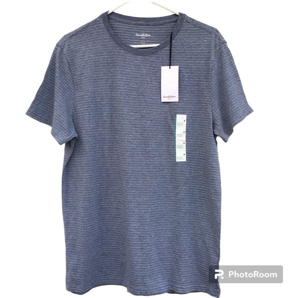 Goodfellow standard short sleeve striped blue white crew neck men’s shorts